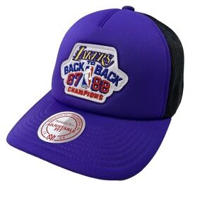 New Mitchell & Ness LA Lakers 87-88 Back to Back Champs Trucker Snapback Hat Cap